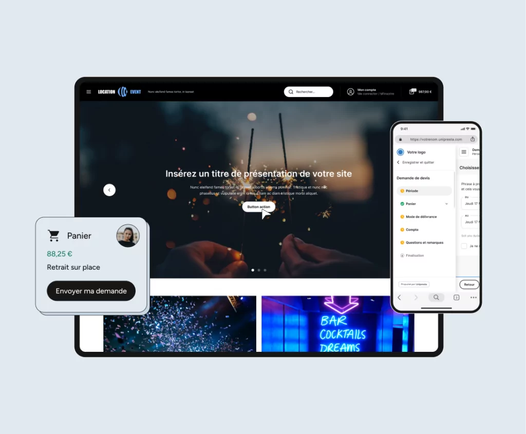 Un site e-commerce optimisé pour la location de matériel événementiel