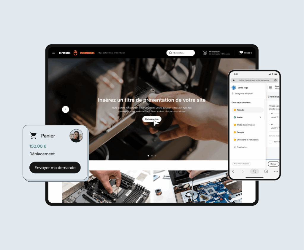 Un site e-commerce optimisé pour les prestataires de dépannage informatique