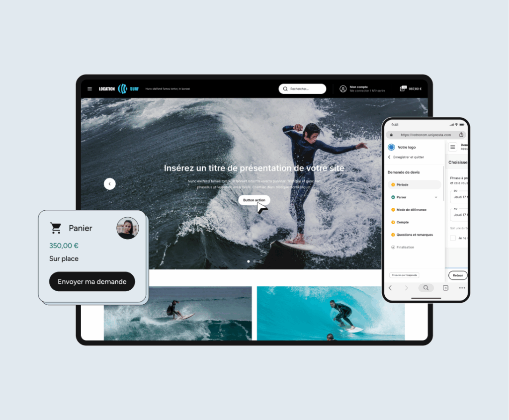 Un site e-commerce optimisé pour les loueurs de surf